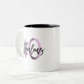 Tasse 2 Couleurs Fabuleux 40e | Moderne Chic Lilac Purple Anniversa (Devant gauche)