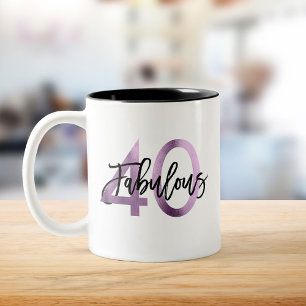 Tasse 2 Couleurs Fabuleux 40e Moderne Chic Lilac Purple Anniversa