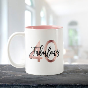 Tasse 2 Couleurs Fabuleux 40e   Moderne Elegant Rose Gold Anniversa