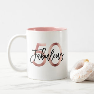 Tasse 2 Couleurs Fabuleux 50ème   Moderne Elegant Rose Gold Anniver