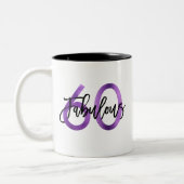 Tasse 2 Couleurs Fabuleux 60e | Moderne Elegant Purple Anniversaire (Gauche)