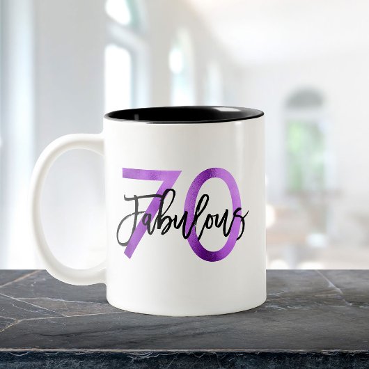 Tasse 2 Couleurs Fabuleux 70e | Anniversaire moderne élégant violet