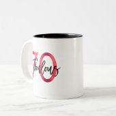 Tasse 2 Couleurs Fabuleux 70e | Anniversaire rouge élégant moderne (Devant gauche)