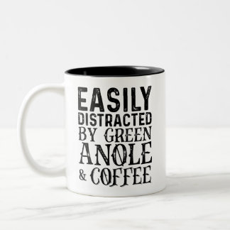 Tasse 2 Couleurs Facilement Distrait Par Anolis Vert Et Café