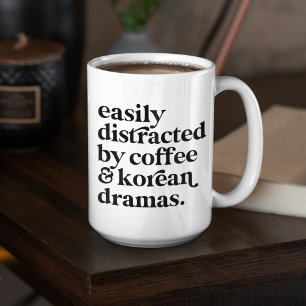 Tasse 2 Couleurs Facilement distrait par café et Dramas coréen pers