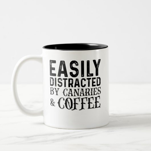 Tasse 2 Couleurs Facilement Distrait Par Canaries Et Café (Gauche)