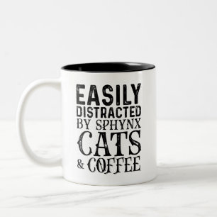 Tasse 2 Couleurs Facilement Distrait Par Les Chats Sphynx Et Café
