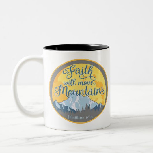 Tasse 2 Couleurs Faith Move Mountains Christian Design (Gauche)