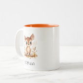 Tasse 2 Couleurs Fall Deer Aquarelle Animal Simple Cute Kids Nom (Devant gauche)