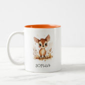 Tasse 2 Couleurs Fall Deer Aquarelle Animal Simple Cute Kids Nom (Gauche)