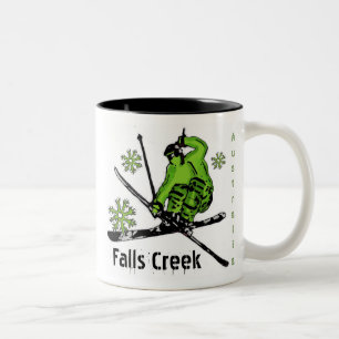 Tasse 2 Couleurs Falls Creek Australie thème vert muret de ski