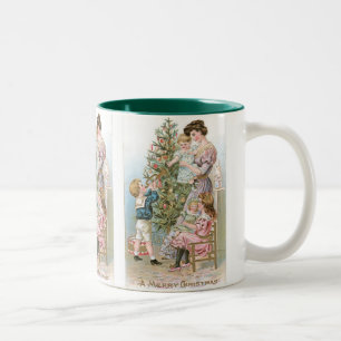 Tasse 2 Couleurs Famille avec arbre de Noël