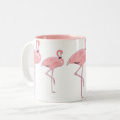 Tasse 2 Couleurs Famille de Flamants roses roses (Devant gauche)