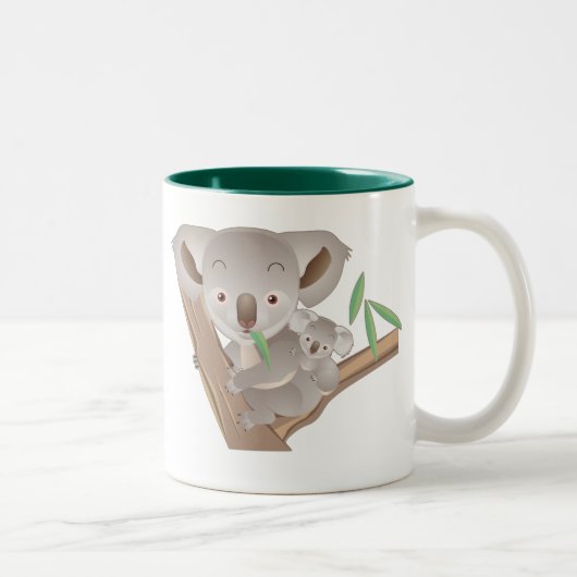 Tasse 2 Couleurs Famille de koala (Droit)