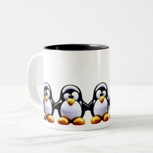 Tasse 2 Couleurs Famille de manchots se tenant la main