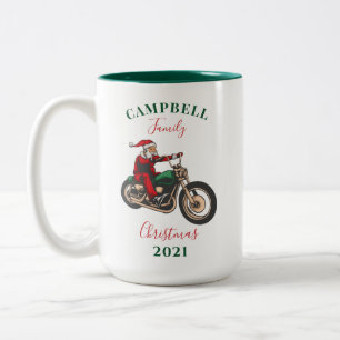 Tasse 2 Couleurs Famille de Motards de Noël Personnalisée