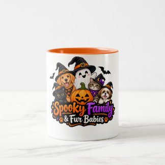 Tasse 2 Couleurs Famille effrayante et bébés à fourrure Halloween |