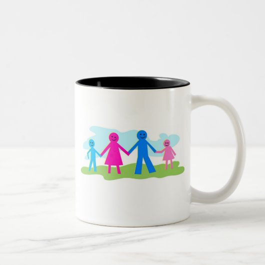 Tasse 2 Couleurs Famille heureuse (Droit)