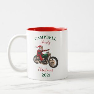 Tasse 2 Couleurs Famille Motorcycliste de Noël personnalisée