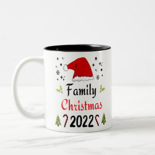 Tasse 2 Couleurs Famille Noël 2022 Matching Funny Père Noël Elf Squ