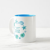 Tasse 2 Couleurs Family Beach House Bleu Aquarelle Coques de mer (Devant gauche)
