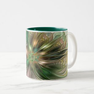 Tasse 2 Couleurs Fantaisie Abstraite Moderne Fleur Fractale Colorée