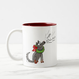 Tasse 2 Couleurs Fantaisie Loup Noël Joyeux Howlidays Holiday