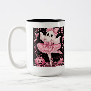 Tasse 2 Couleurs Fantôme de ballerine à noeud rose Halloween Coquet