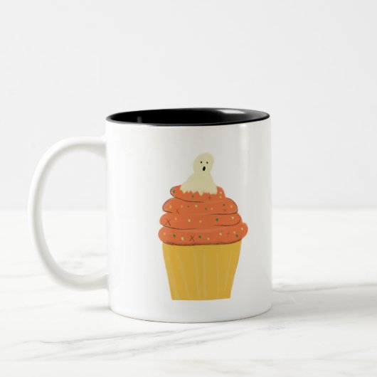 Tasse 2 Couleurs Fantôme moderne Citrouille Froid Cupcake Halloween (Gauche)