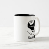 Tasse 2 Couleurs Farmhouse moderne Crazy Poule Nom de la dame (Devant droit)