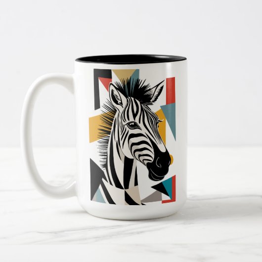 Tasse 2 Couleurs Faune africaine de Zèbre géométrique cool (Gauche)