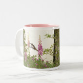 Tasse 2 Couleurs Faune animale d'oiseau de colibri florale (Devant gauche)