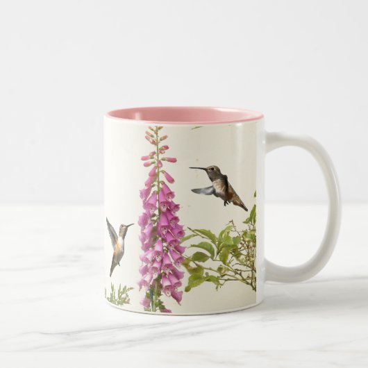 Tasse 2 Couleurs Faune animale d'oiseau de colibri florale (Droit)