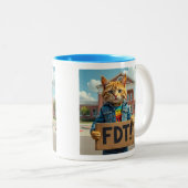 Tasse 2 Couleurs FDT Chat avec signe arc-en-ciel (Devant droit)