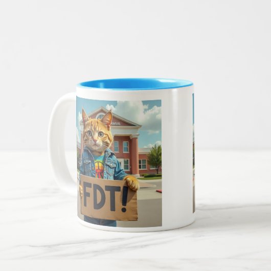 Tasse 2 Couleurs FDT Chat avec signe arc-en-ciel (Devant gauche)