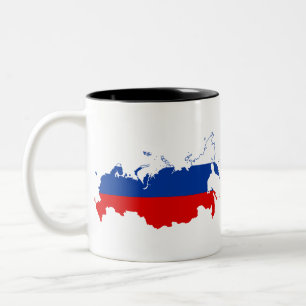 TASSE 2 COULEURS FÉDÉRATION DE RUSSIE - RUSSIE/DRAPEAU/CARTE/COUL