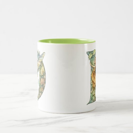 Tasse 2 Couleurs Fée Arc-en-ciel Initiale 'D' (Centre)