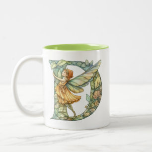 Tasse 2 Couleurs Fée Arc-en-Ciel Initiale 'D'