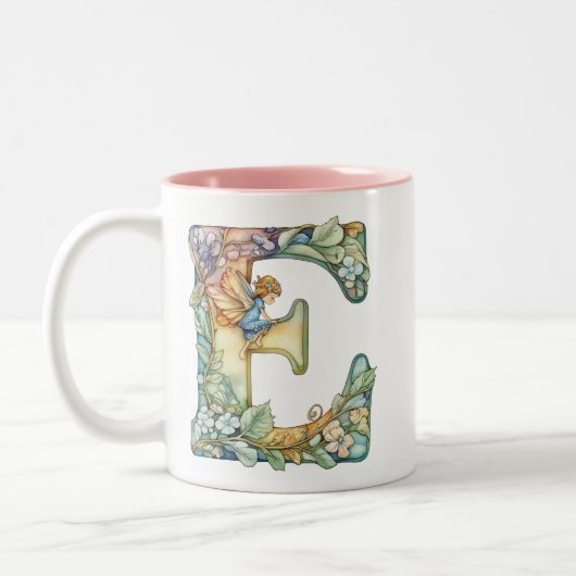 Tasse 2 Couleurs Fée arc-en-ciel initiale 'E' (Gauche)