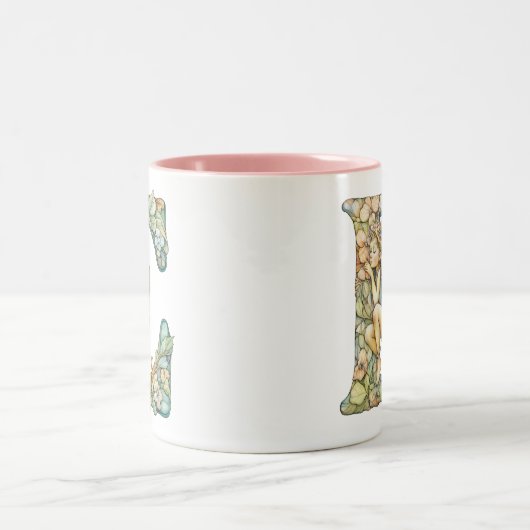 Tasse 2 Couleurs Fée arc-en-ciel initiale 'E' (Centre)