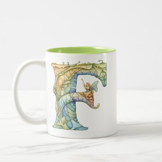Tasse 2 Couleurs Fée arc-en-ciel initiale 'F' (Gauche)