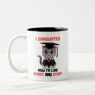 Tasse 2 Couleurs Félicitations à Smart Grad, Drôle Diplôme de Chat