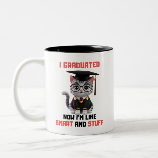 Tasse 2 Couleurs Félicitations à Smart Grad, Drôle Diplôme de Chat (Gauche)