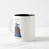 Tasse 2 Couleurs Félicitations Brunette Female Diplômée en bleu (Devant gauche)