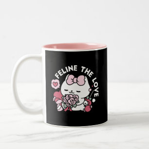 Tasse 2 Couleurs Feline the Love - Design de chat de la belle Valen