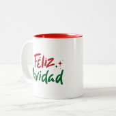 Tasse 2 Couleurs Feliz Navidad écriture manuscrite (Devant gauche)