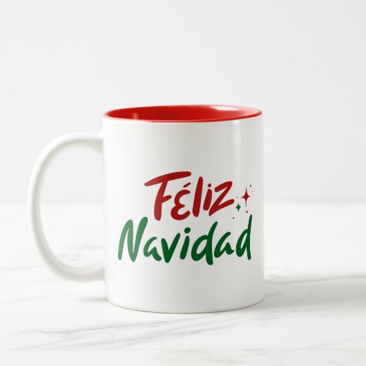 Tasse 2 Couleurs Feliz Navidad écriture manuscrite (Gauche)