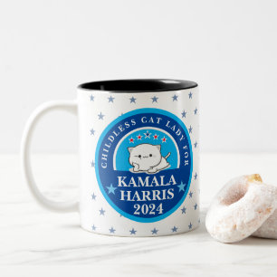 Tasse 2 Couleurs Femme à chats sans enfants pour Kamala Harris