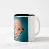 Tasse 2 Couleurs Femme chauve. Art moderne (Devant droit)