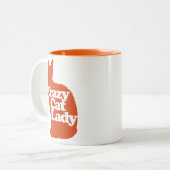Tasse 2 Couleurs Femme de chat folle (Devant gauche)